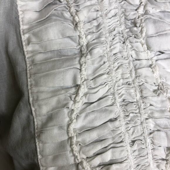 Sundance white tuxedo ruffle button down top size Medium - Picture 7 of 16